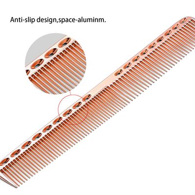 Professional Barber Aluminum Comb Set for Dressing, Cutting Hair, and Styling: LongShort Hair Combs, Handle, and Tail Comb (Rose Gold)