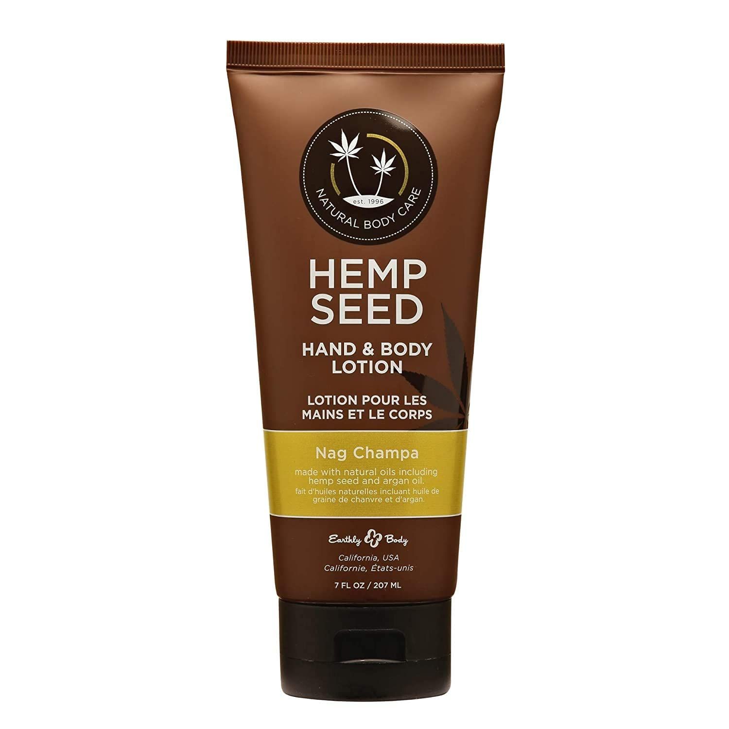 Hemp Seed Hand Body Lotion, Nag Champa Scent - 7 oz. - Soothe Dry Skin - Argan Oil, Hemp Seed Oil - Light, Non-Greasy Formula - Vegan Cruelty Free