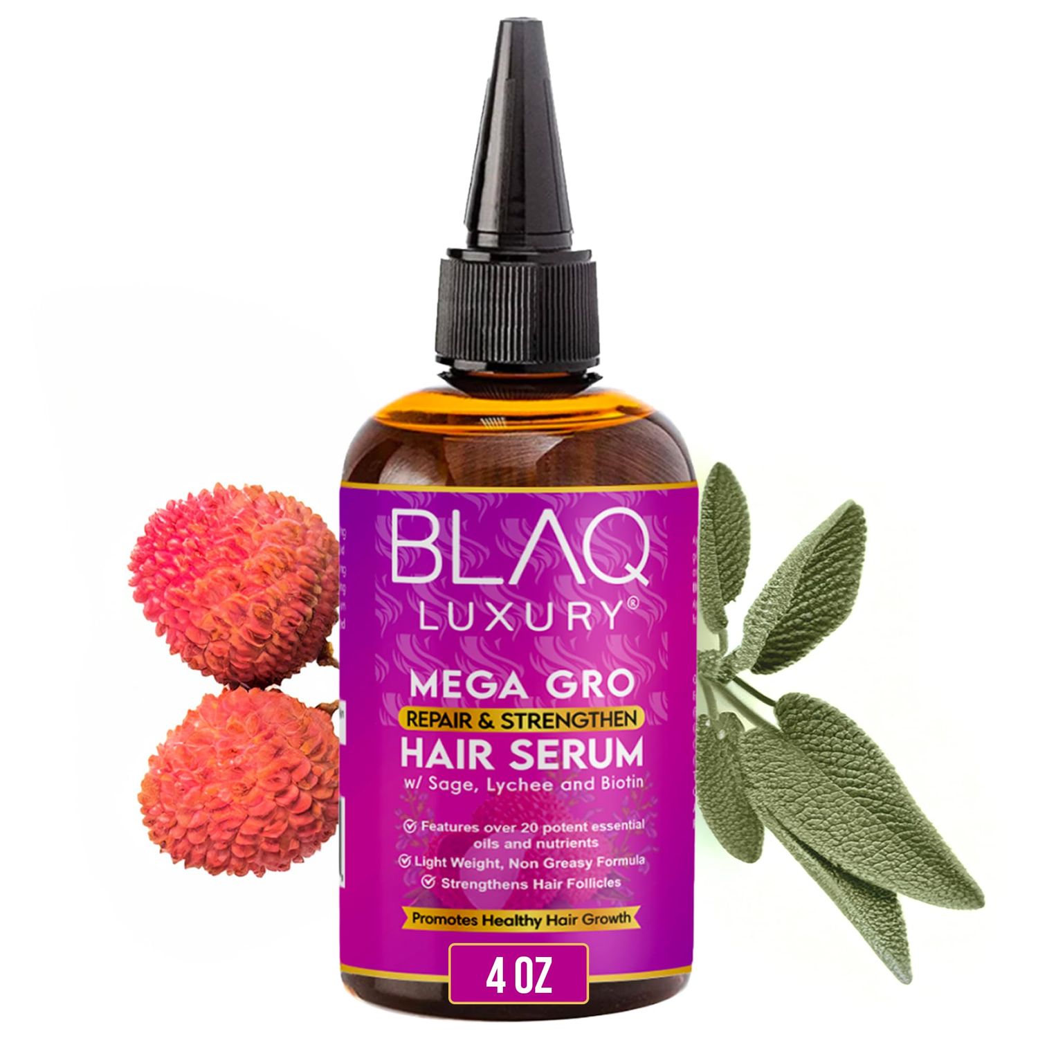 Blaq Luxury Hair Growth Oil - Dry Scalp Treatment For Dry Itchy Scalp With Biotin for Repair Strengthening, Hair Serum for Frizzy and Damaged Hair, Split End Treatment for Women, 4oz (2 Pack)