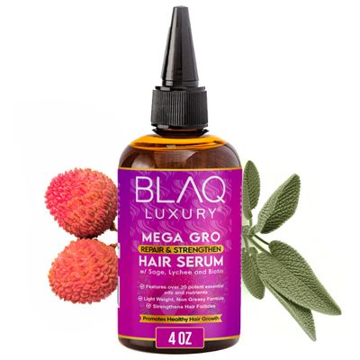 Blaq Luxury Hair Growth Oil - Dry Scalp Treatment For Dry Itchy Scalp With Biotin for Repair Strengthening, Hair Serum for Frizzy and Damaged Hair, Split End Treatment for Women, 4oz (2 Pack)