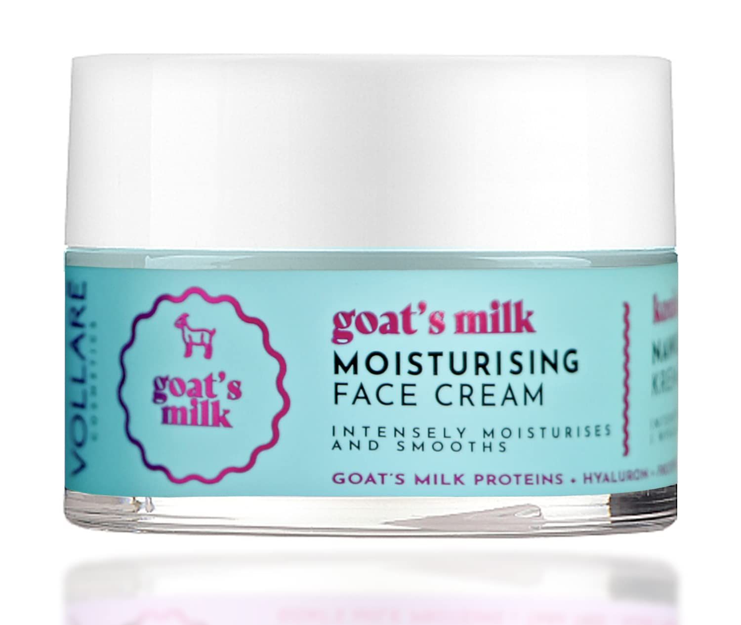 Vollare Cosmetics Face Cream Moisturizer for Women - Facial Hydrating Smoothing Skin Care Products Hyaluronic Acid Milk Protein - Day Night Goat&#39;s Milk Cream