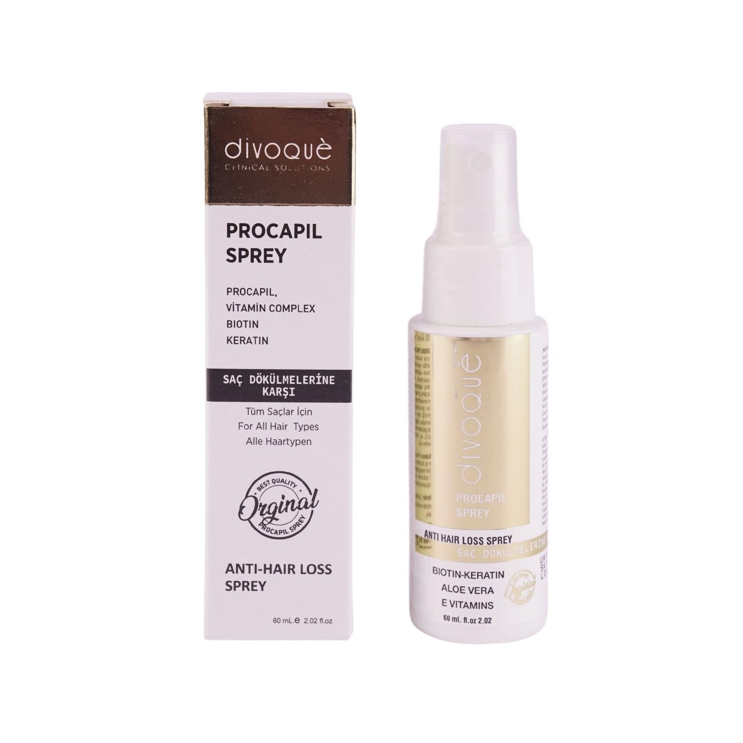 Divoqu Hair Growth Spray, Anti-Hair Loss Spray, 2 Fl. Oz. Hair Regrowth Treatment for Women and Men, with Procapil and Biotin, Thickening and Growth Spray, 1 Pack