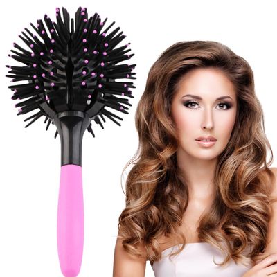 INVODA 3D Round Hair Brushes for Women Blow Drying Detangling Hairbrush 360 Degree Styling Brush for Thick Curly Hair Comb for Wet and Dry Hair (1 PCS)