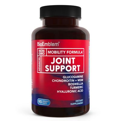 BioEmblem Joint Support - Glucosamine Chondroitin MSM 1500 MG - with Boswellia, Turmeric Hyaluronic Acid - Joint Health Supplement, Mobility, Flexibility, Cartilage - Non-GMO - 90 Caps
