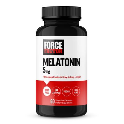 FORCE FACTOR Melatonin 5mg, Drug-Free Supplement, Vegan, Non-GMO, 60 Vegetable Capsules