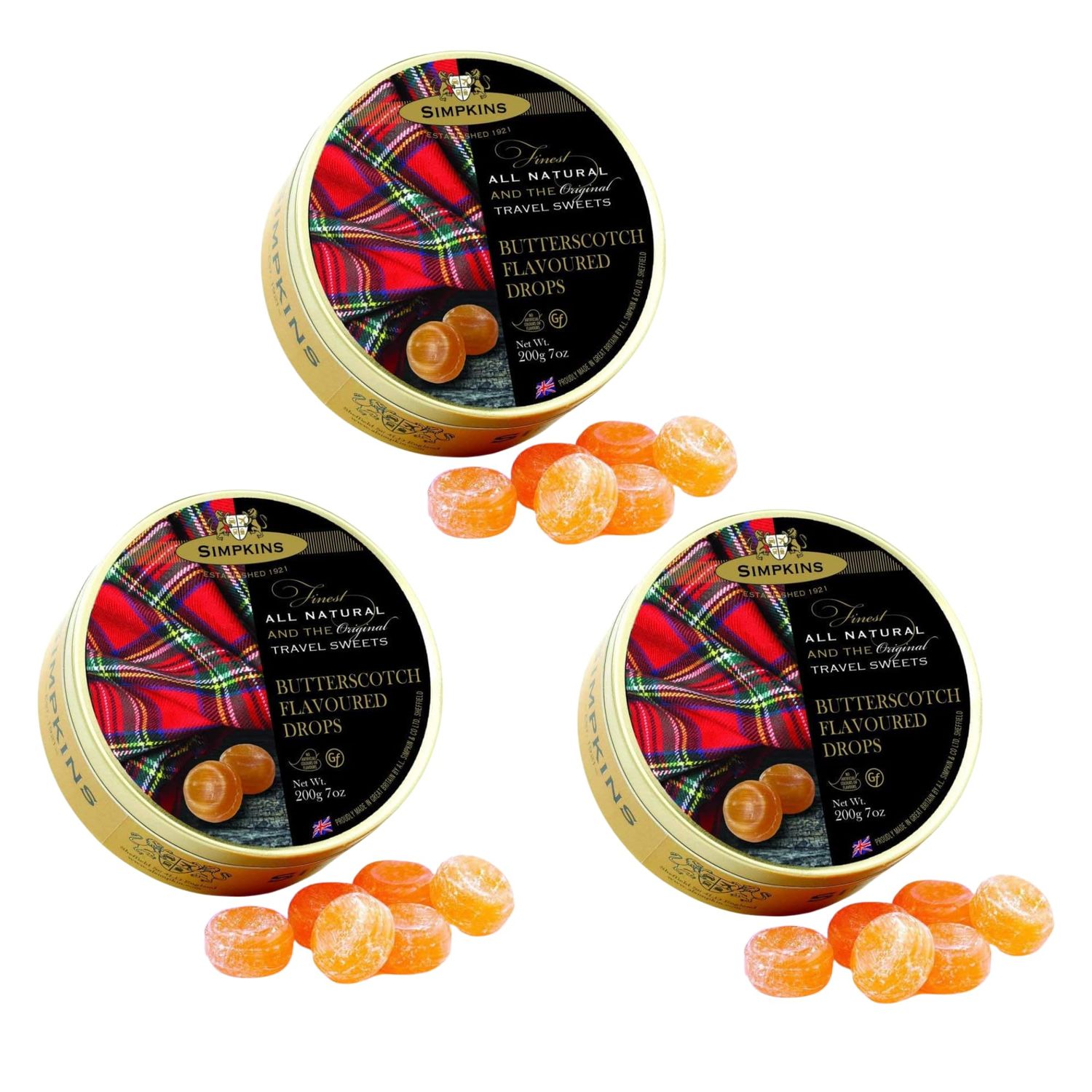 Simpkins Butterscotch Flavored Travel Sweets 200g ( 3 Pack)