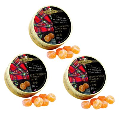 Simpkins Butterscotch Flavored Travel Sweets 200g ( 3 Pack)