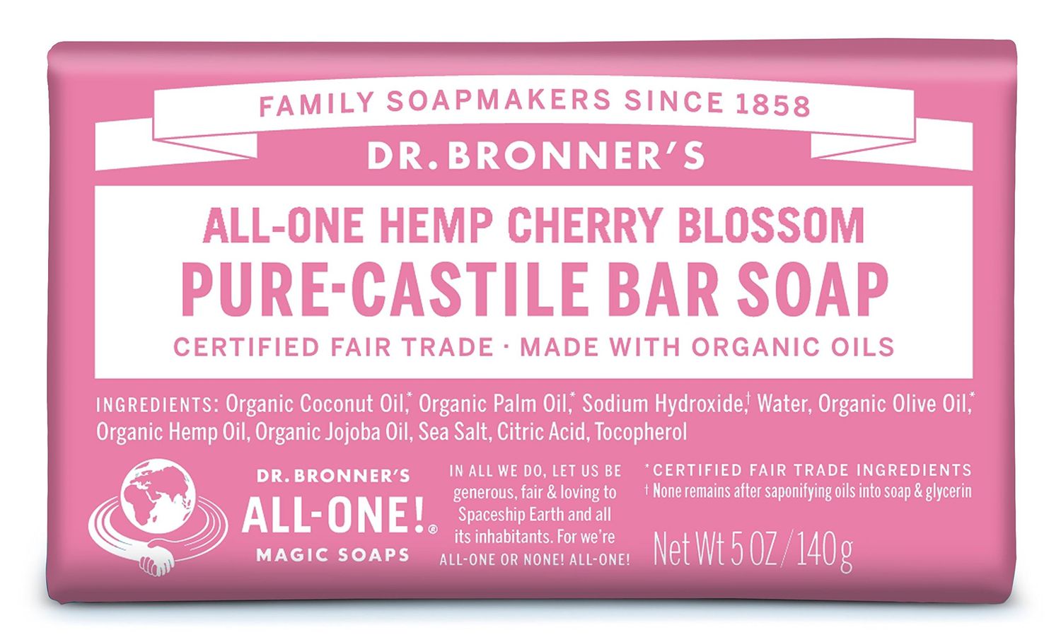 Dr. Bronners Cherry Blossom Bar Soap, 5 OZ