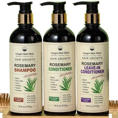 LuxGro Nourishing Hair Care Set - Shampoo, Conditioner Leave-In Conditioner for Hydration Growth (Pack Of 3)