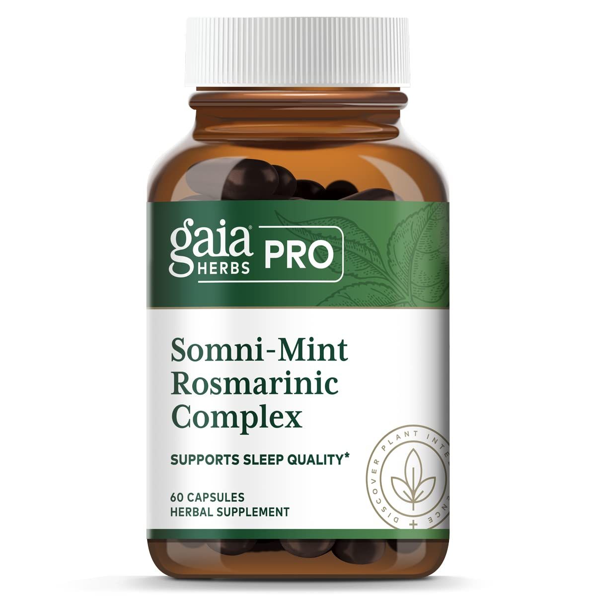 Gaia Herbs Pro Somni-Mint Rosmarinic Complex - Sleep Health Relaxation Support Supplement - Restful Sleep Support with Spearmint, Green Tea Lemon Balm - 60 Capsules (30 Servings)