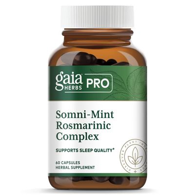 Gaia Herbs Pro Somni-Mint Rosmarinic Complex - Sleep Health Relaxation Support Supplement - Restful Sleep Support with Spearmint, Green Tea Lemon Balm - 60 Capsules (30 Servings)