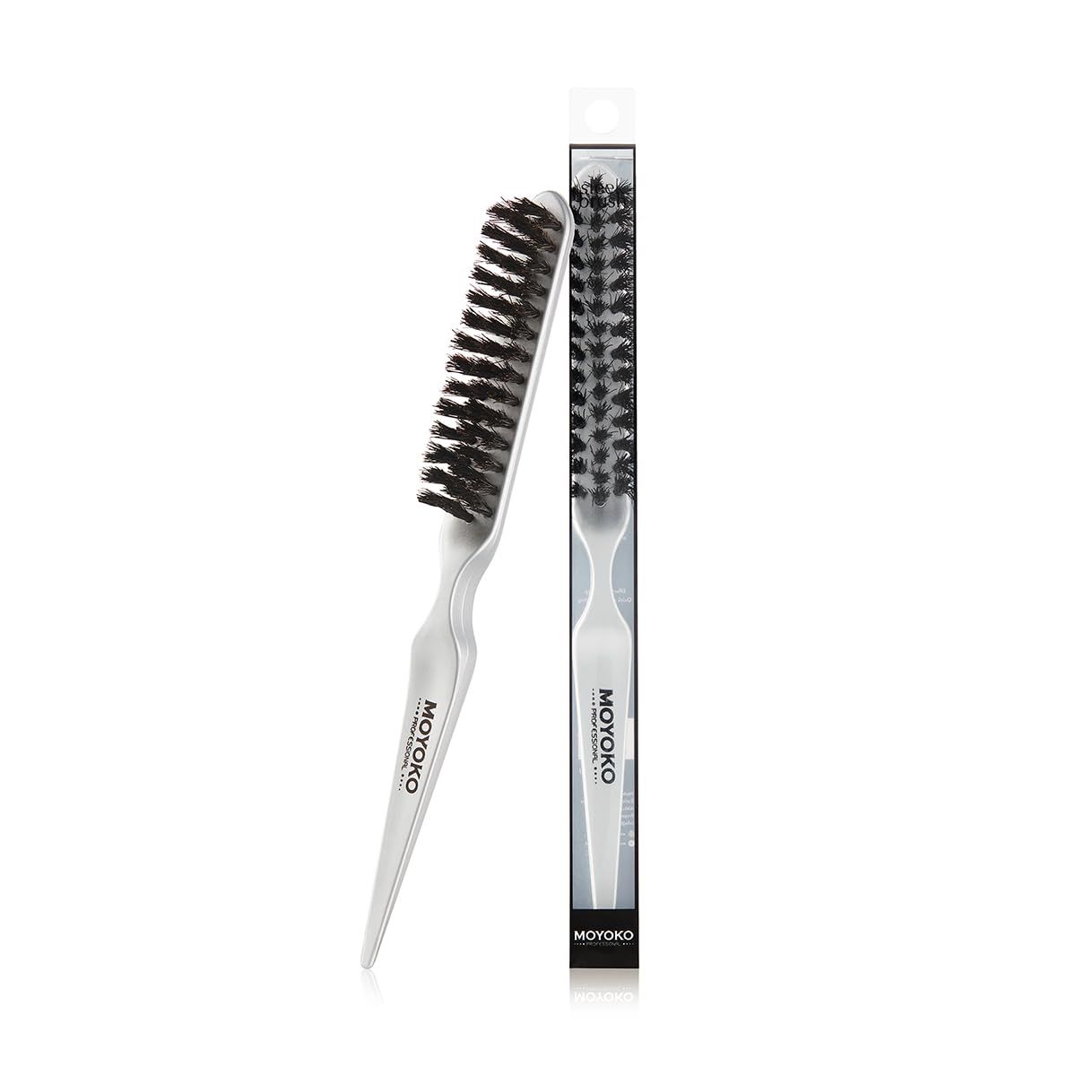 MOYOKO Boar Bristle Slick Back Hair Brush, Sleek Teasing Comb with Boar Bristle and Rat Tail for Hair Sectioning, Edge Control, Backcombing, Smoothing Styling Fine Hair
