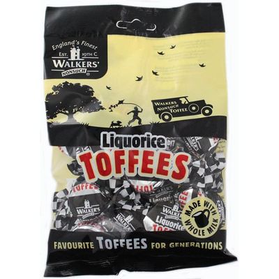 Walkers&#39; Nonsuch Liquorice Toffees with Condensed Milk Black Treacle Imported from the UK Traditional British Candy Old Fashioned Licorice Toffee 5.29 Oz (150g)
