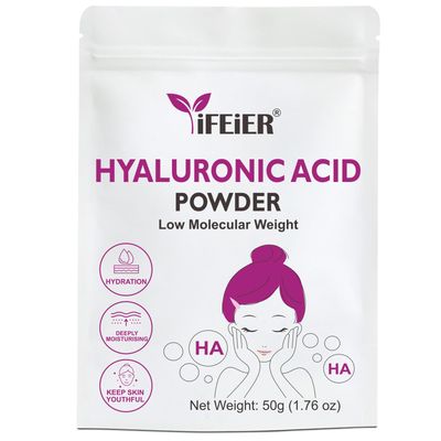 iFEiER Hyaluronic Acid Powder Low Molecular Weight Hyaluronic Acid Powder 50g(1.76oz) Cosmetics Grade Sodium Hyaluronate HA LMW HMW HA ingredient for DIY Serums