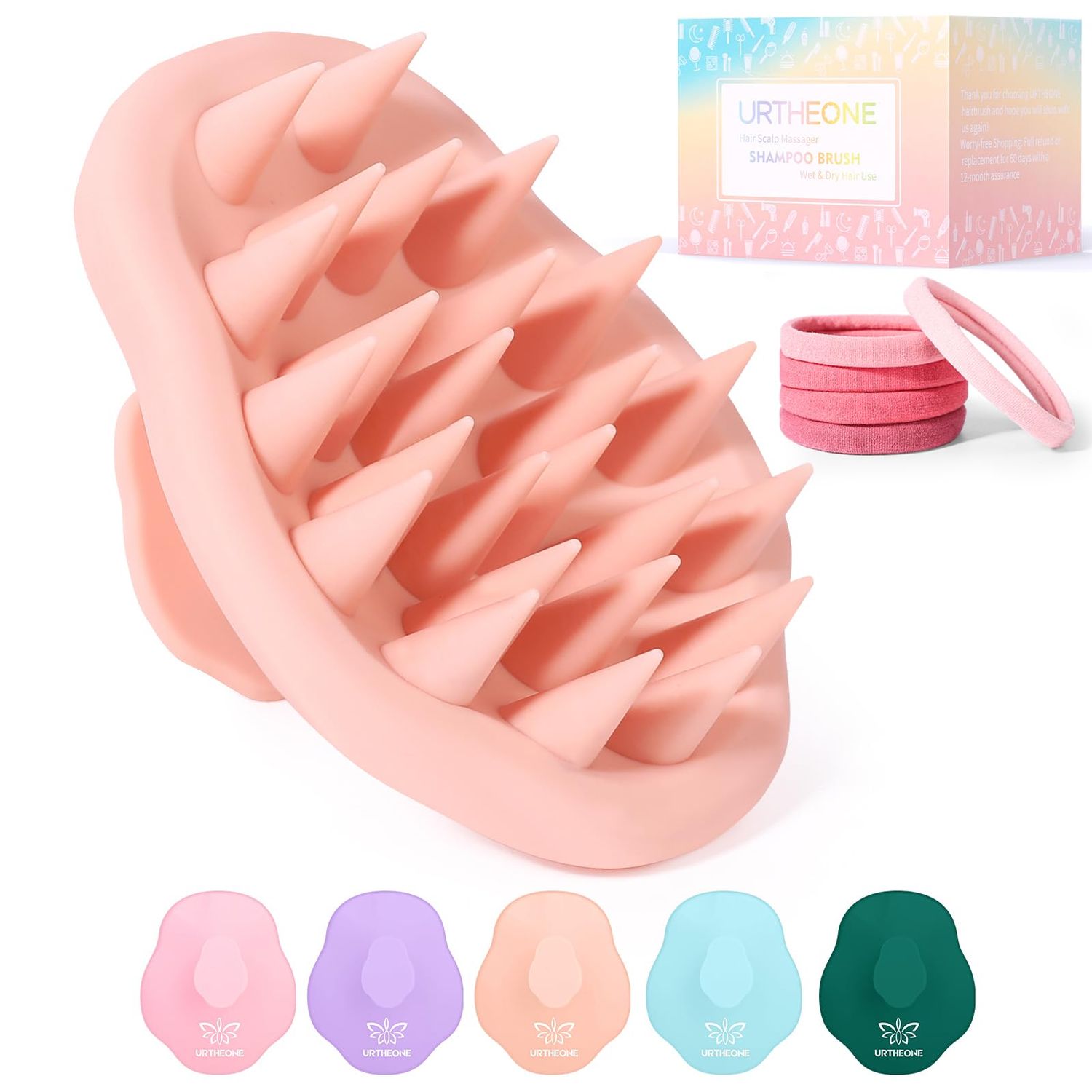 URTHEONE Scalp Massager Shampoo Brush for Hair Growth,Soft Silicone Scalp Scrubber Shower Brush for Women Men Kids Stress RelaxScalp Exfoliator,Scalp Scrubber for Dandruff Removal (Salmon)