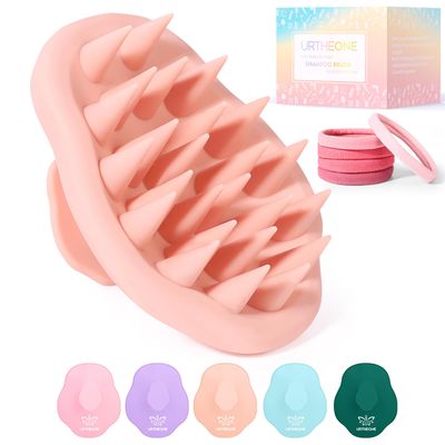 URTHEONE Scalp Massager Shampoo Brush for Hair Growth,Soft Silicone Scalp Scrubber Shower Brush for Women Men Kids Stress RelaxScalp Exfoliator,Scalp Scrubber for Dandruff Removal (Salmon)