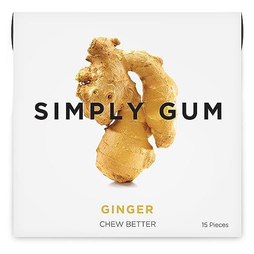 Simply Gum Ginger Plant- Based Chewing Gum Pack of One (15 Pieces Total) Synthetic Free Aspartame Free non GMO
