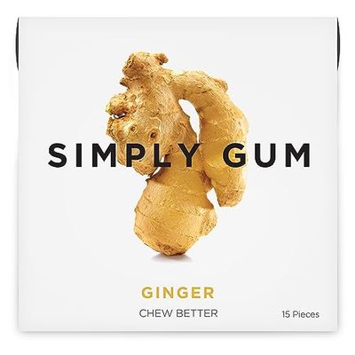 Simply Gum Ginger Plant- Based Chewing Gum Pack of One (15 Pieces Total) Synthetic Free Aspartame Free non GMO