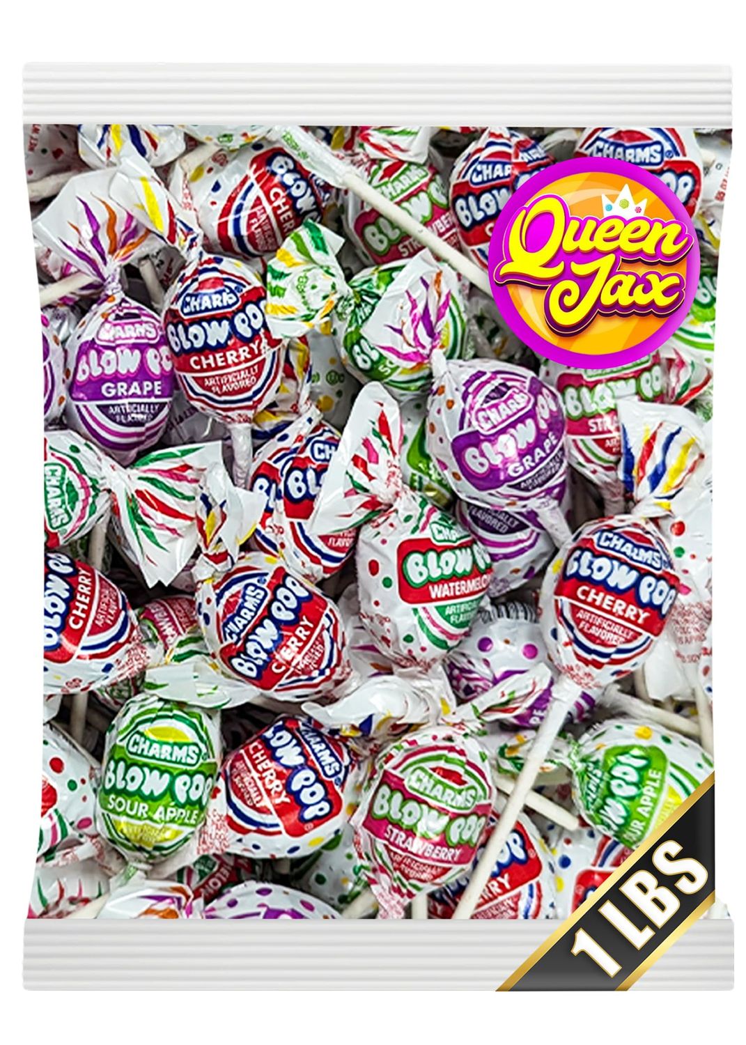 Blow Pops - 1 LB Bag - QUEEN JAX - Bulk Candy - Lollipops - Candy Bulk - Candy Bag - Bulk Candy Individually Wrapped Candy - Pinata Candy - Bag of Candy - Lollipops Individually Wrapped - lolipops