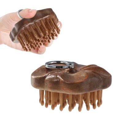 PKRFCJ 61-Tooth Wooden Scalp Massager, Bamboo Brush for Hair Growth, Sandalwood Comb for Body Relief, Suitable for Meridian Massage and Scraping Therapy