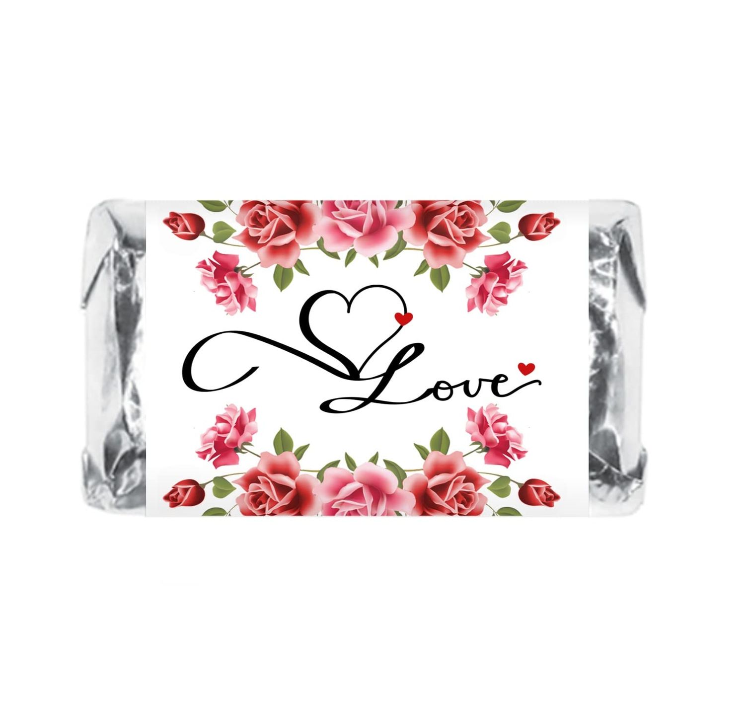 60 Wedding Love Roses Miniatures Candy Bar Wrapper, Bachelorette Mini Candy Bar Stickers, Decorations, Flower Theme, Candy Not Included. Made in USA