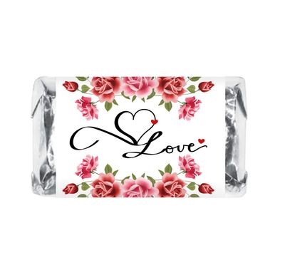 60 Wedding Love Roses Miniatures Candy Bar Wrapper, Bachelorette Mini Candy Bar Stickers, Decorations, Flower Theme, Candy Not Included. Made in USA