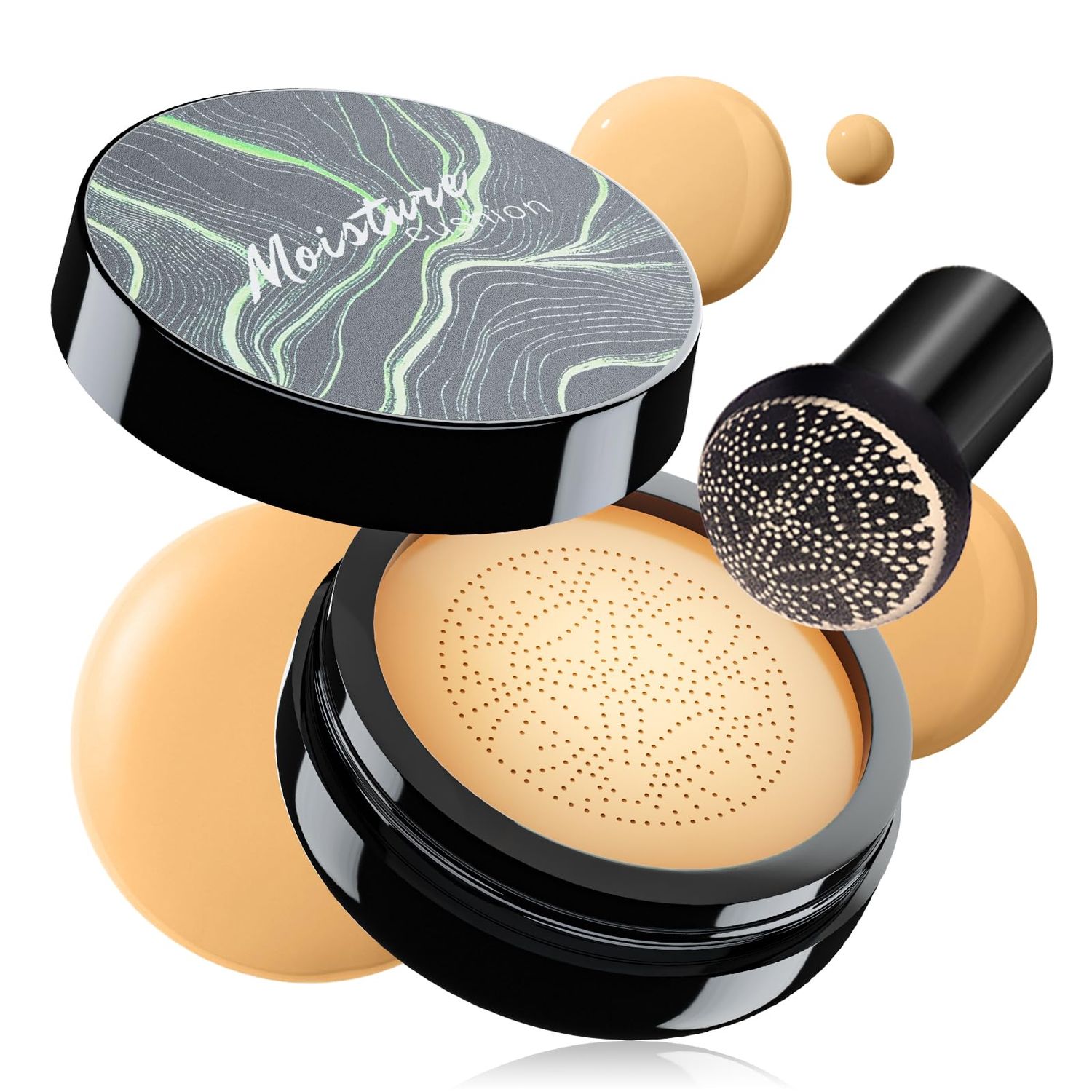 Air Cushion CC Cream - Moisturizing BB Cream Foundation, Long-Lasting Waterproof New Mushroom Head Cushion Foundation Concealer for Even Skin Tone (Buff Beige, 1 PCS)