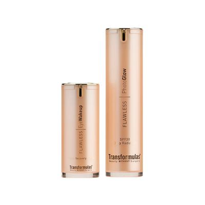 Transformulas Flawless PhotoGlow 50ml Eye Wake Up Rapid Recovery 17.5ml 15 Day Result Set, Reduces Puffiness and Dark Circles, Daily Use