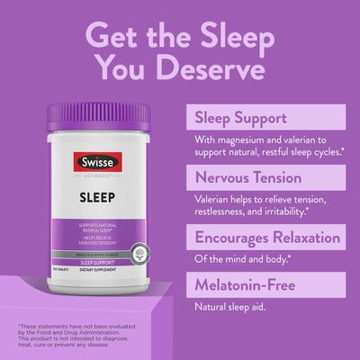 Swisse Sleep Valerian Root Capsules Valerian Root Extract Magnesium Licorice Hops Melatonin Free Herbal Sleep Supplement Helps Relieve Nervous Tension 120 Tablets
