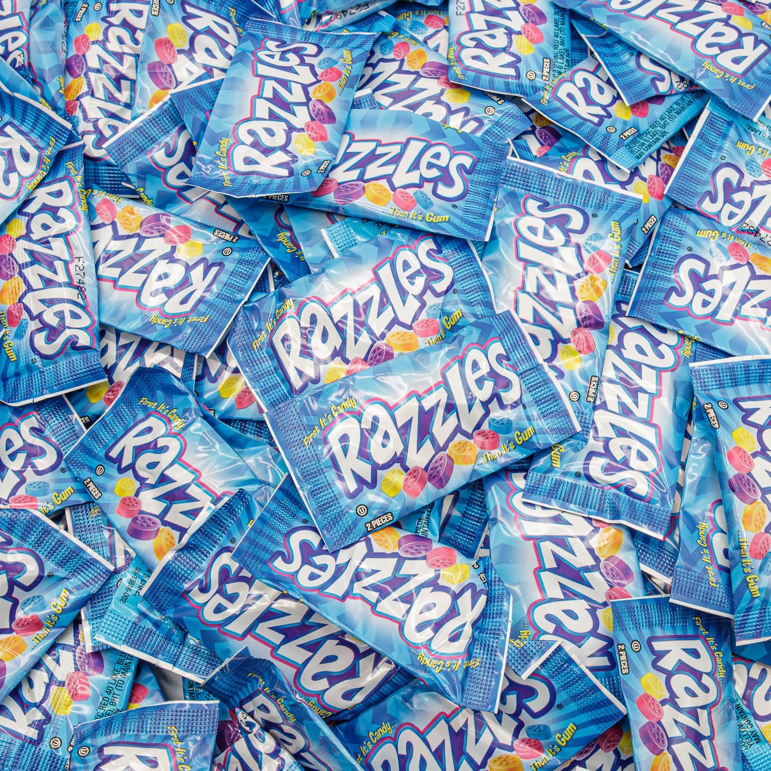 Razzles Candy Gum Original 80 Packs - Bulk Candy in Resealable Bag, 5 Assorted Fruit Flavors, Individually Wrapped for Freshness, Soft Chewy