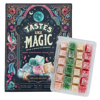 Turkish Delight Candy Gift Box, Mix Fruit - Lemon Pomegranate Orange Mint Flavors - Authentic Lokum from Turkey - Vegan, Gluten Free, Plant-Based, 10.6 oz Gift Box