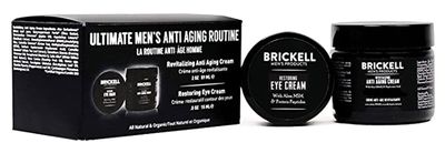 Brickell Men&#39;s Ultimate Anti-Aging Routine, Anti-Wrinkle, Night Face Cream and Eye Cream to Reduce Puffiness, Wrinkles, Dark Circles, Under Eye Bags, Natural and Organic, Unscented