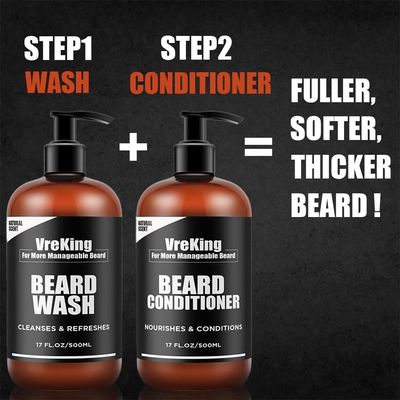 VreKing Mens Beard Wash And Beard Conditioner Bundle Set For Men, Face And Beard Shampoo And Conditioner Set For Men wBiotin Facial Hair Growth Formula Dandruff, Gifts For Men, 500ml2
