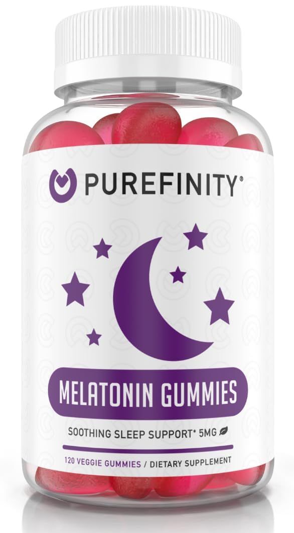 PUREFINITY Melatonin Gummies 5mg for Kids - Each Delicious Gummy is 2.5mg (2 Per Serving) for Easily Customizing Your Night, Gluten Free, Non-GMO, Vegan, 120 Count