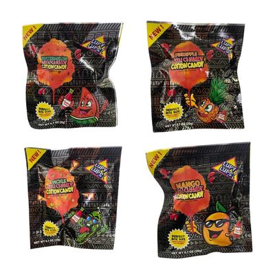 Lupy Lups! Chamoy Spice Line Cotton Candy Variety 4 Pack 0.7 oz each - 4 Flavors-Watermelon, Pickle, Pineapple Mango-