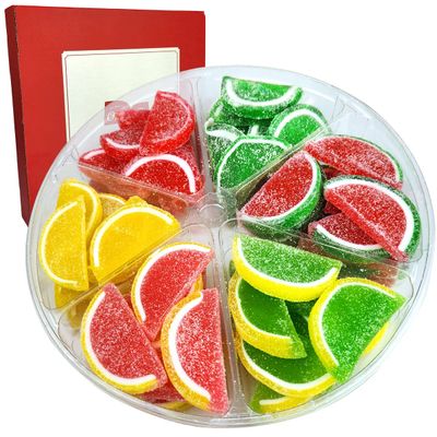 Jelly Fruit Slices - Large Assorted Sugar Candy - Variety Pack for Friends and Family - Ideal Candy Bulk for Exquisite Parties - Colored and Chewy (Red Box, 3 LB)