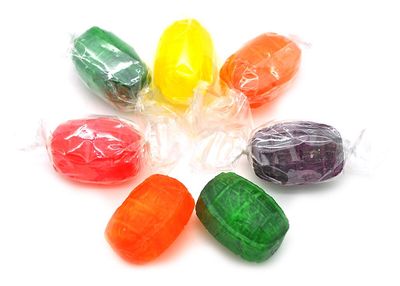 SweetGourmet Assorted Fruit Barrels Wrapped Bulk Hard Candy 2 pounds
