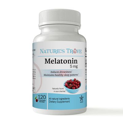 Melatonin 5mg by Nature&#39;s Trove - 120 EZ Chew Tablets Cherry Flavor