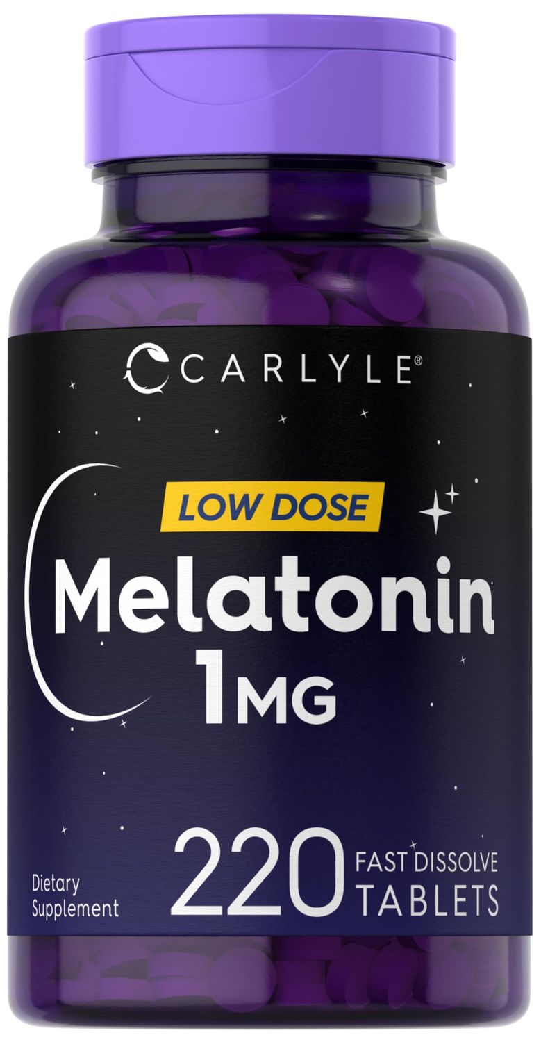 Carlyle Melatonin 1 mg 220 Fast Dissolve Tablets Low Dose Vegetarian, Non-GMO, Gluten Free