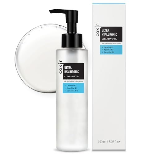coxir ULTRA HYALURONIC CLEANSING OIL l Gentle Korean Facial Cleanser, Blackhead, Makeup Removal with Hyaluronic Acid, Plant-based oils, No Mineral Oil 5.07 Fl.oz(pack of 1)