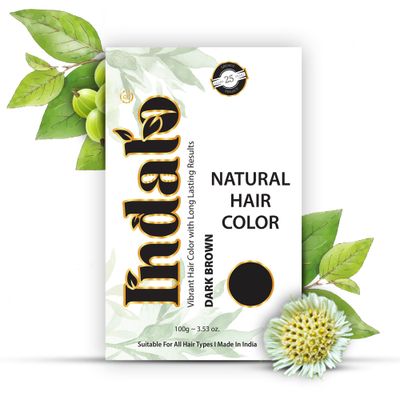 Indalo Natural Hair Color Dark Brown No Ammonia, No Paraben, No PPD, Dark Brown Hair Color Suitable for Men Women 100g