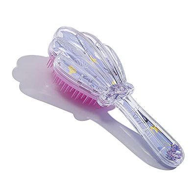 Mermaid Detangler Hair Brush, Detangling Hair Comb Christmas Shell Glitter Comb Hairbrush Massage Scalp No Pain Detangler for Dry Wet Hair Kids Girls Woman (Purple)