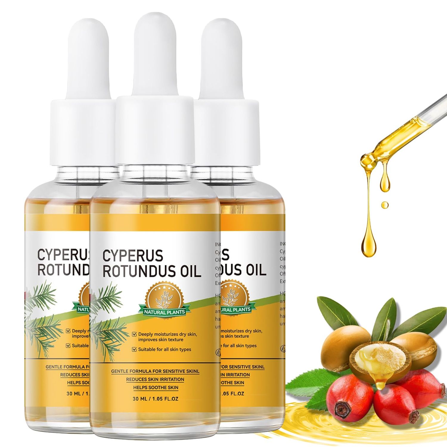 Cyperus Rotundus Oil - 100 Pure Cyperus Rotundus Oil Organic - Reducing Body Hair Growth, Soothes Nourishes Skin, Safe for All Skin Types, Ideal for Full Body Use, Natural Hair Removal (3Packs)