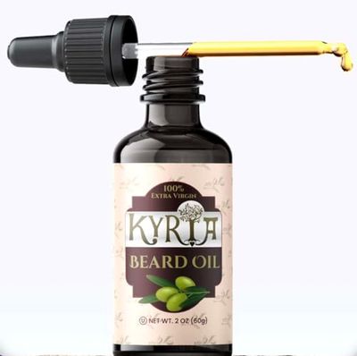 Kyria Greek Extra Virgin Olive Oil - Beard Oil - Beard Care - Imported 100 Pure Cold Pressed Unrefined Beard Moisturizer For Men- Face Moisturizer Reduces Itching, Promotes Beard Growth - 2 FL OZ