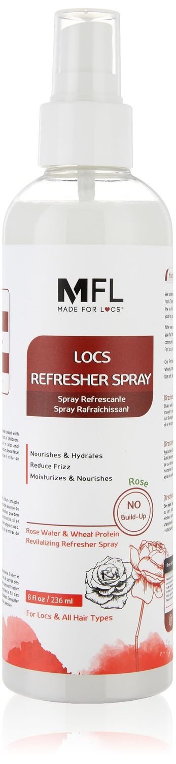 MFL MADE FOR LOCS Vegan Rose Water Refresher Spray, 8 oz - Locs Moisturizer, Locs Deodorizer, Amazing Scents (Rose)
