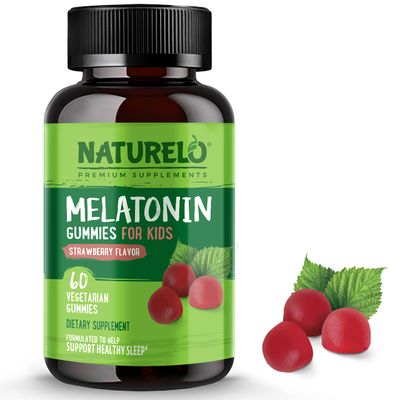 NATURELO Melatonin Gummies for Kids - Non-GMO, Gluten-Free, Soy Free - Strawberry Flavor - Gentle Sleep Supplement - 60 Vegetarian Gummies