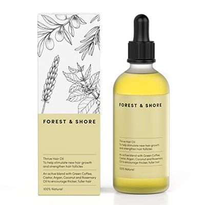 Forest Shore Hair Growth Oil, 100 Natural, with Caffeine, Biotin, Castor , Argan Rosemary, Effective Serum for Damaged Hair
