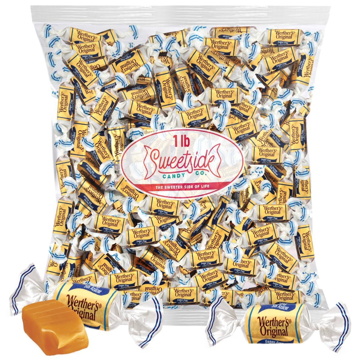Werther&#39;s Original Chewy Caramel Candy, Individually Wrapped Werther&#39;s Chewy Caramels, Ideal Sugar Free Candy, Perfect Sugar Free Caramel for Chewy Candy Lovers. 1 Pound.