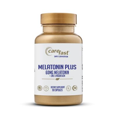 CAREFAST 60mg Melatonin Plus Extra Strength High Dose Sleep Supplement 90 Capsules - Veggie Capsules - Fast Acting Formulated by Dr Shallenberger with Zinc Magnesium for Maximum Quick Absorption