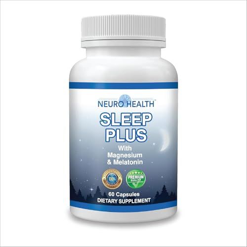 Neuro Health Sleep Plus Sleep Aid, with Magnesium, Melatonin and Ashwagandha, 60 Capsules (1 Bottle) Herbal Sleeping Pills for Adults Vegetarian Sleep Pills Non-Habit Forming 5 HTTPChamomile